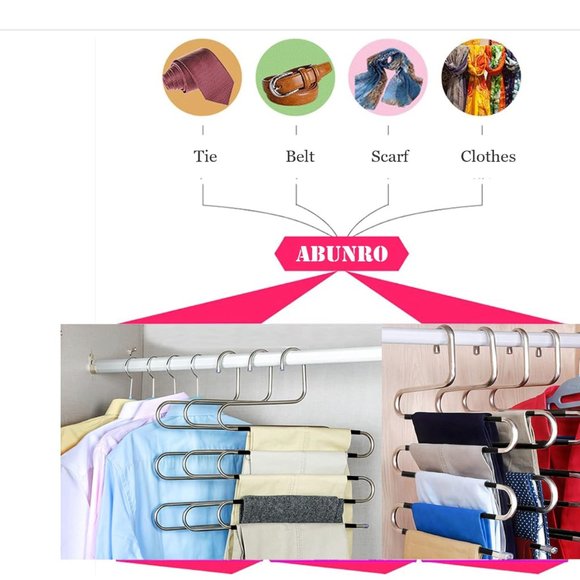 S-Shape Hangers 4 Pack, 5 Layer Stainless Steel High Quality Hangers - Picture 6 of 14